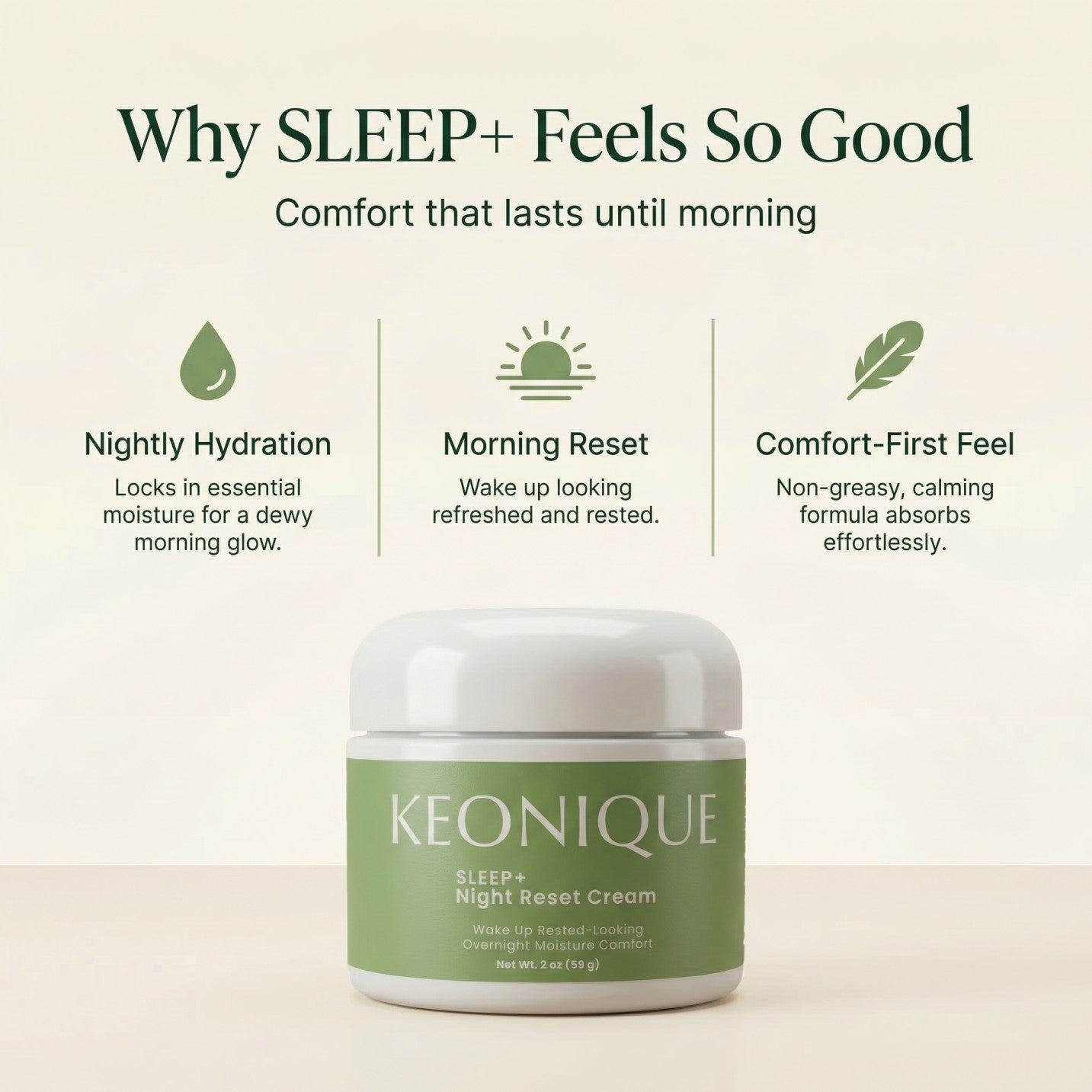 Why SLEEP+ Feels So Good — nightly hydration, morning reset, and comfort-first feel benefits
