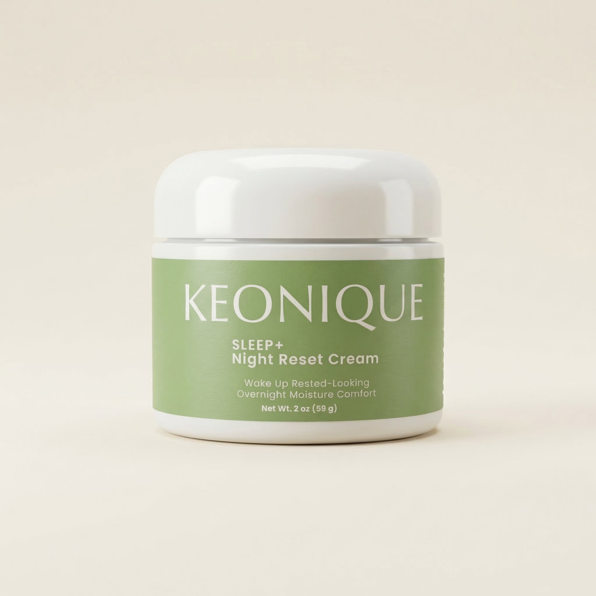 KEONIQUE SLEEP+ Night Reset Cream jar — overnight comfort moisturizer for softer mornings
